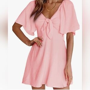Womens Pink Dress Mini Twist Front Bow NEW (XL)